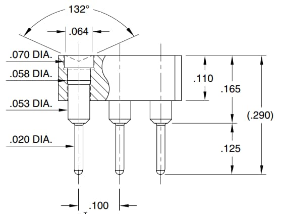 Mechanical Drawing - Mill-Max 805 Triple Row Target Connectors
